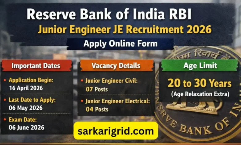 RBI Junior Engineer Recruitment 2026
