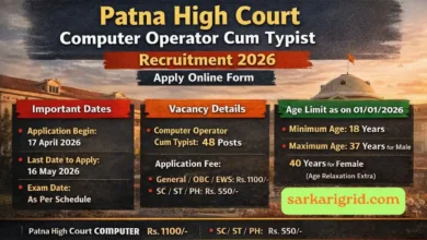 Patna High Court Computer Operator Cum Typist Recruitment 2026