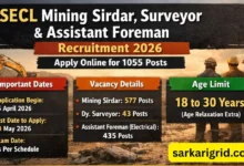 SECL Mining Sirdar, Surveyor & Assistant Foreman Recruitment 2026