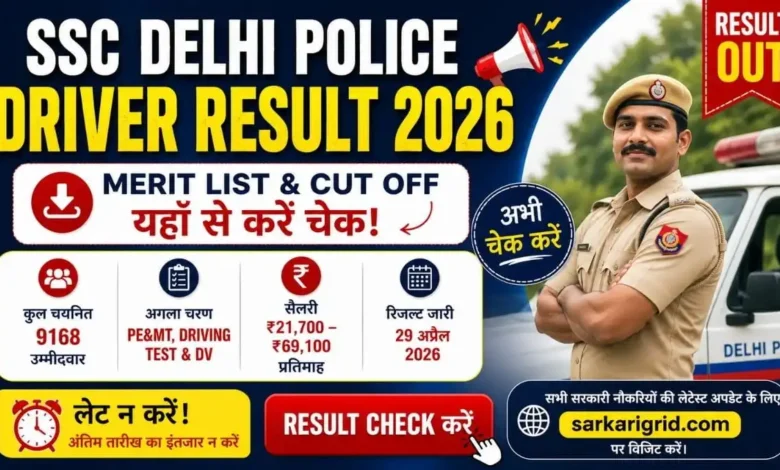 SSC Delhi Police Constable Driver Result Out 2026